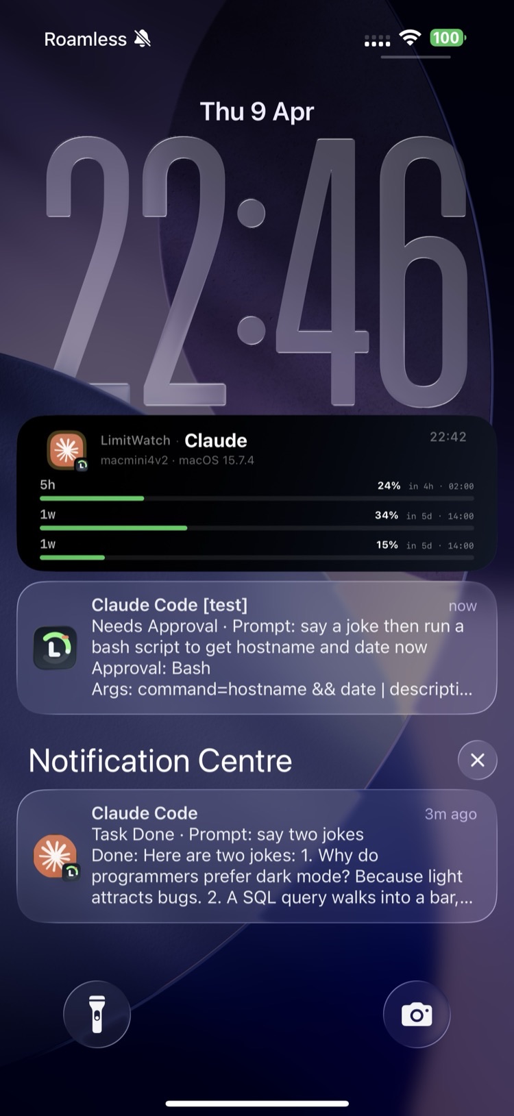 LimitWatch Lock Screen — widget and push notifications